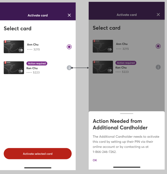 It was crucial to account for edge cases in which the Additional Cardholder had not set up their PIN, as this would hinder the Primary Cardholder's ability to activate their card. The copy was clear and provided accurate information on the necessary requirements.