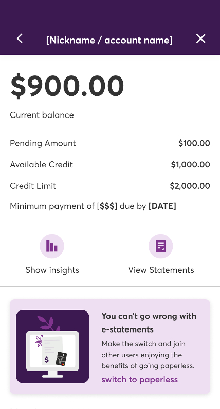 Users are presented with a banner on their transaction page (where users typically access their e-statement). I wrote clear and concise copy encouraging users to make the switch