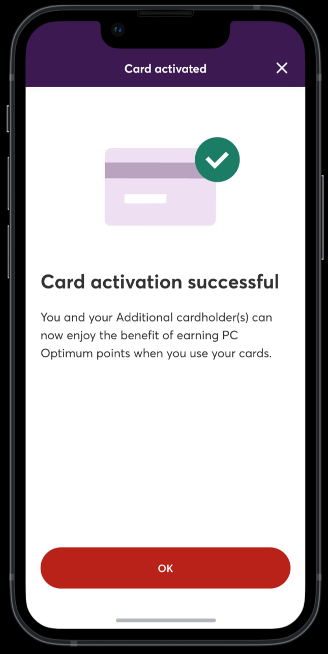 The success screen clearly outlined exceptions and highlighted the benefits of completing the activation process, using straightforward and easy-to-understand copy.